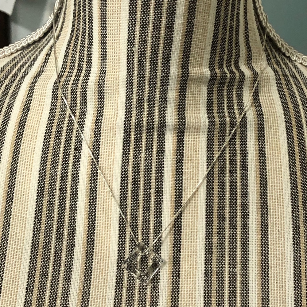 Swarovski square crystal pendant with SS chain